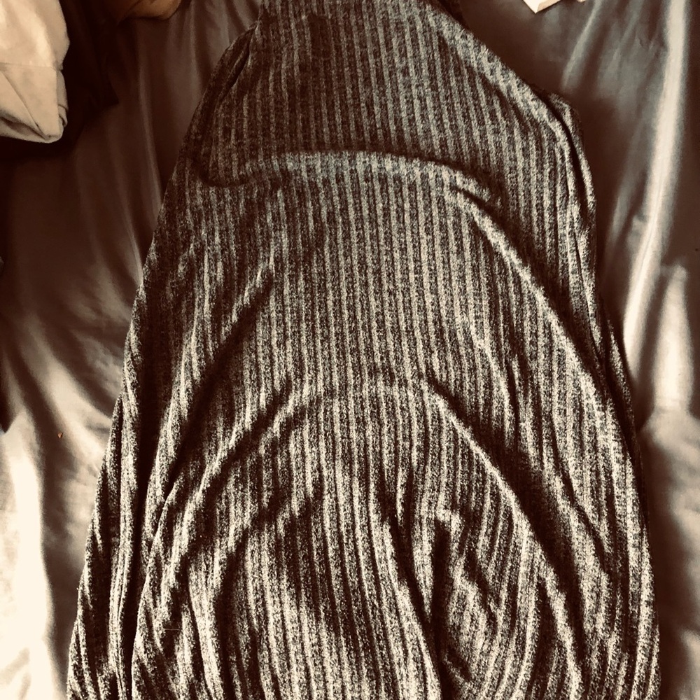 Gray Ribbed Knit Dress